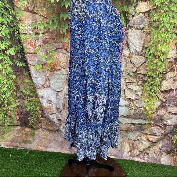 SUNDANCE Blue Patterned Boho Mini Dress, S - Picture 4 of 12
